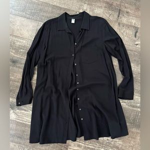 Classic black button down tunic shirt